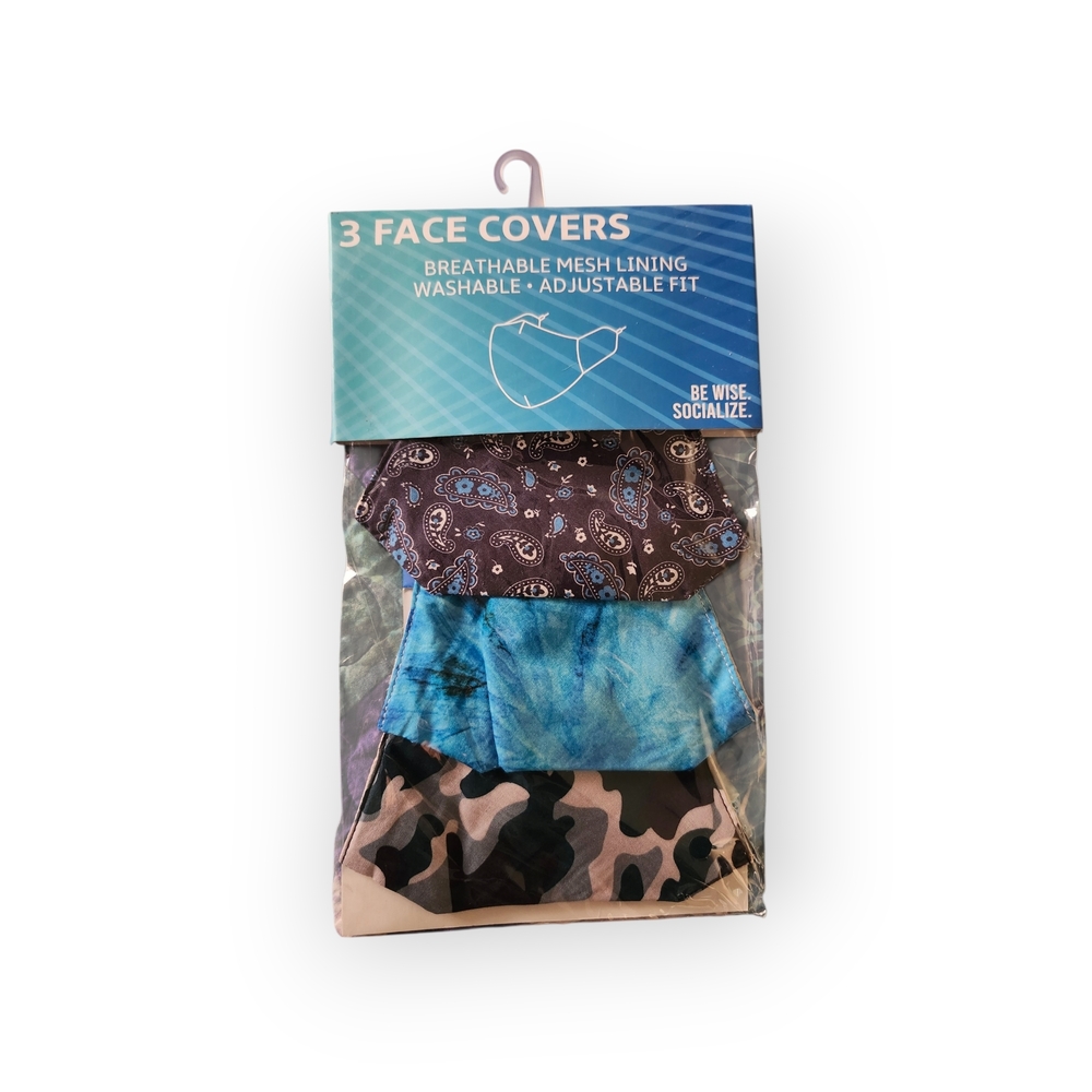 Set of 3 Face Covers with Adjustable Fit
